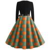 Women's Vintage Long Sleeve Halloween Print Family Party Prom Dress