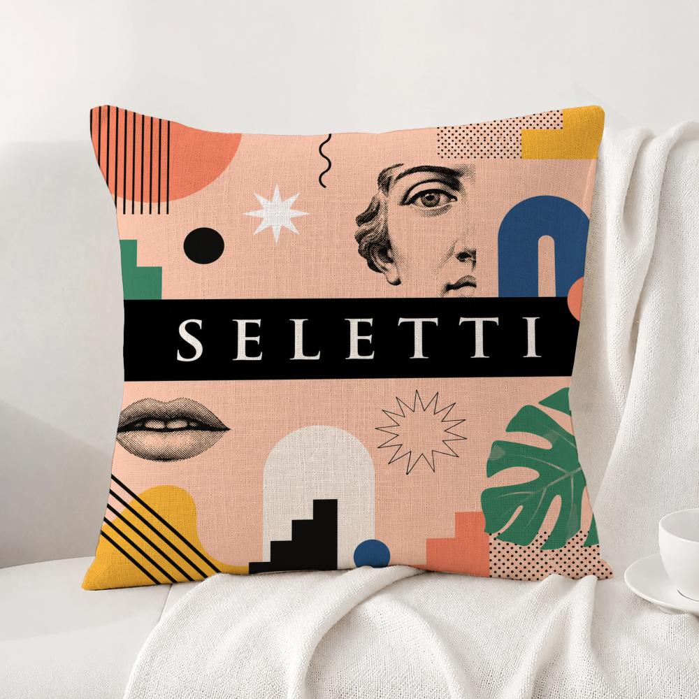 Brand Seletti Cushion Cover Natural Linen Pillowcase Set AllinOne Decor Cushion Cover for Sofa Bedroom Chair