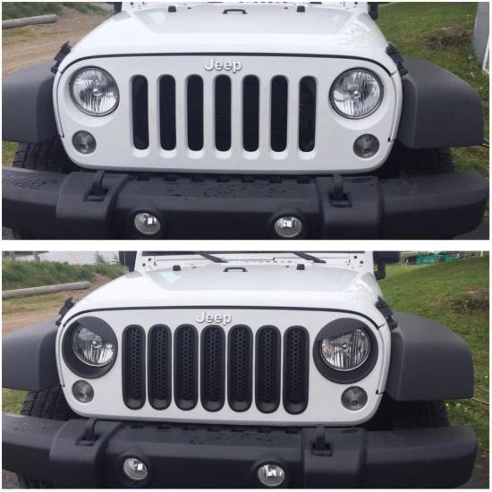 Hooke Road Wrangler Headlight Cover Bezels Trim Matte Black Accessories For 2007-2015 Jeep JK Wrangler & Unlimited - Pair