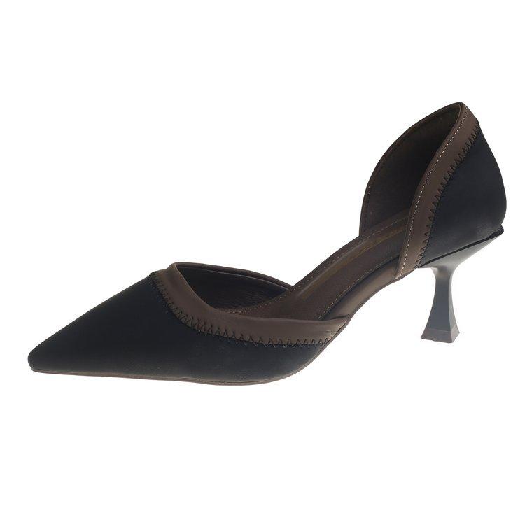 

New Elegant Summer High Heels Pointed Women s Sandals Daily Casual Fine Heels Color blocked Elegant Single Shoes 40