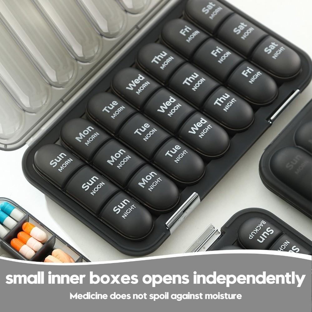 21/28 Fächer 7-Tage Pillendose Große Kapazität Versiegelt Wöchentlicher Pillenorganisator Tagesfächer Wasserdichte Reise-Pillenetui