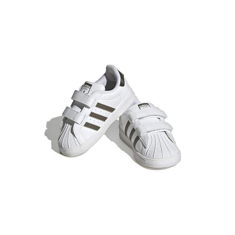 Adidas Originals Superstar Low top Skateboard Shoes White Brown Green Infant And Toddler HQ4286