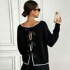 Europe and the United States cross-border autumn and winter women's sweater Amazon sexy fashion bow long sleeve pullover knitted sweater top women