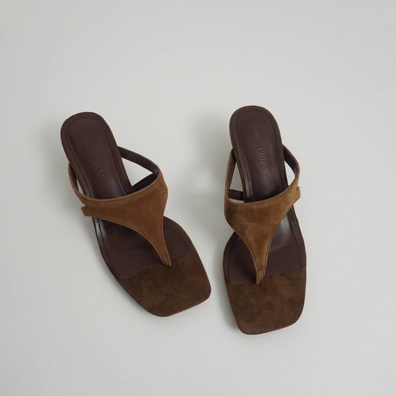 Fashion French Stylish and Elegant High Heel Slippers Summer New Open Toe Comfortable Thin High Heels Sandals Casual Outdoor Party Shoes