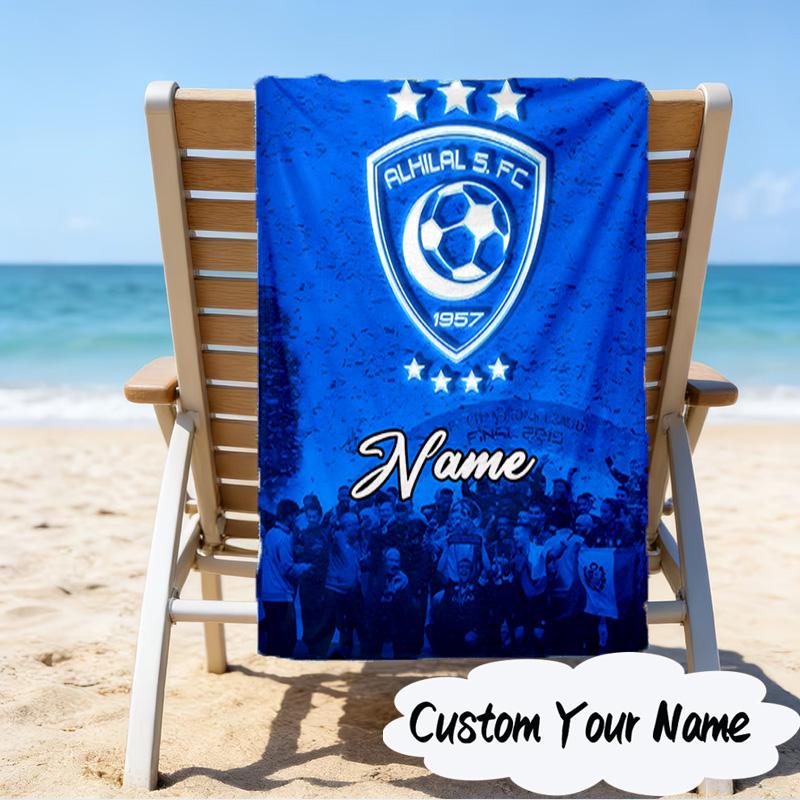 Custom Name SF Hilal Emblem Microfiber Beach Towel Super Soft & Absorbent for Bath, Beach, Travel Bath Time Accessory, Fan Gifts