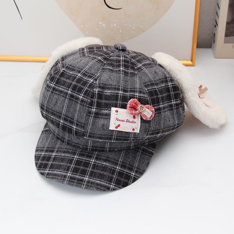 Cute Rabbit Ear Octagonal Hat Children Summer New Travel Sweet Versatile Big Head Circumference Show Face Small Beret