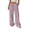 2026 Summer Women's Casual Wide-Leg Pants with Knot Waist and Slanted Pockets