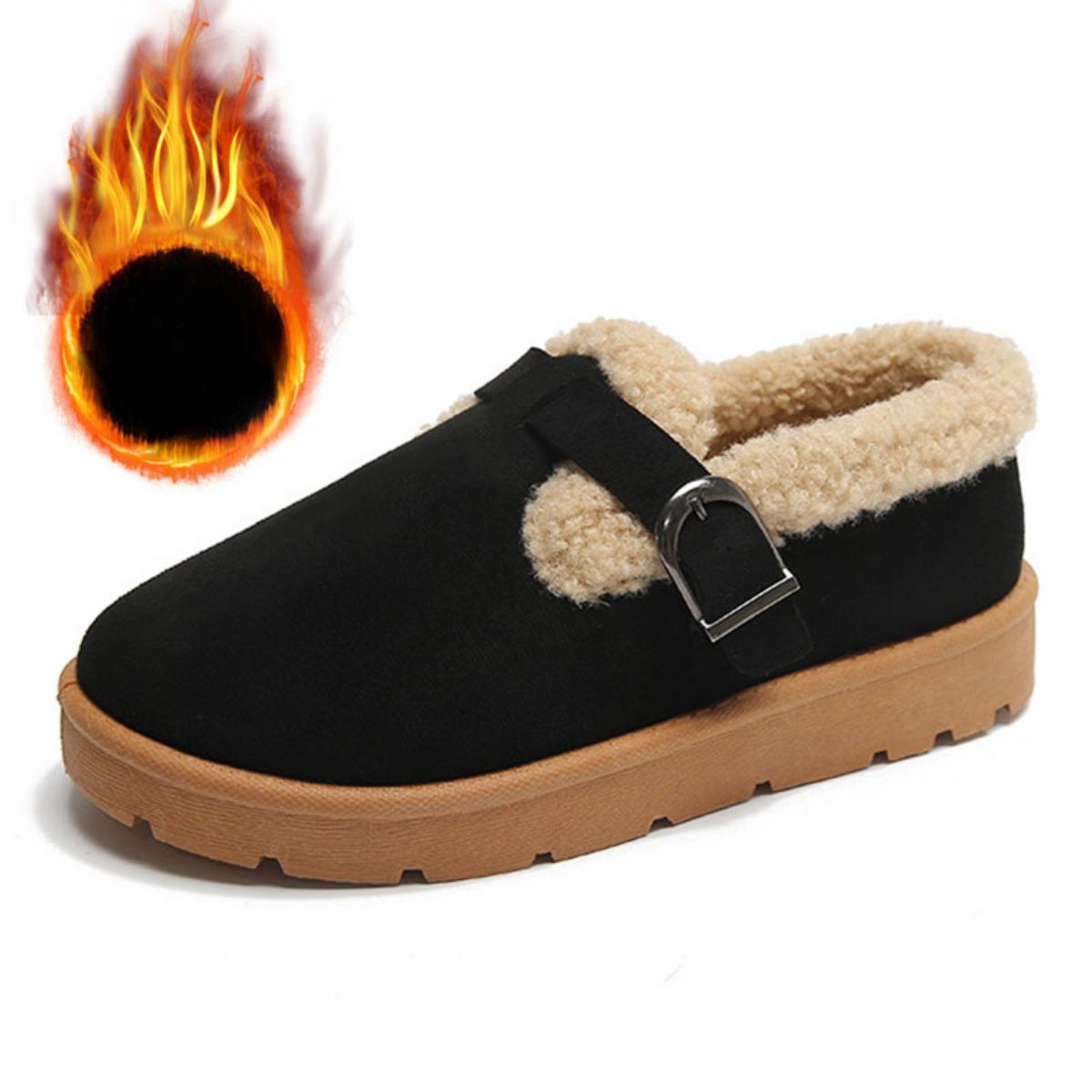 

Бокен, Шерстяная обувь, Женская обувь, На толстой подошве, Плюшевая, Толстая, Зимние ботинки, Женская обувь больших размеров 40 чёрный