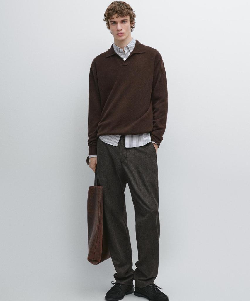 Masimodutti Wool Blend Twill Pants