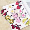 Exaggerated Earrings, Fruit Lemon Strawberry Watermelon Acrylic Earrings, Stud Earrings, Personalized Long Earrings For Women