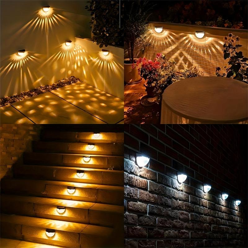 Solar-Powered Half-Circle Fence Lights Outdoor Wall Sconces Ambient Lighting Home Stair Lights Pillar Lights Outdoor Night Lights