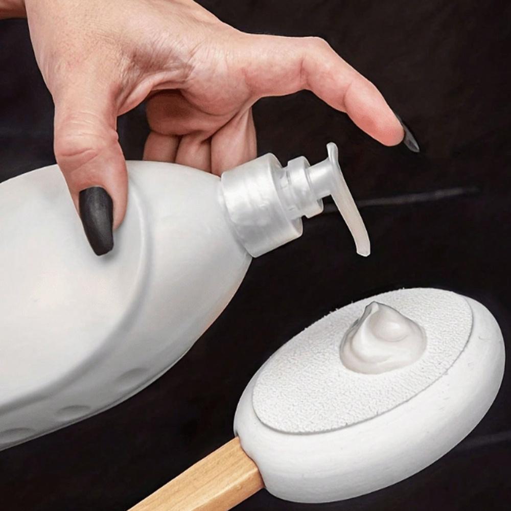 Ryggapplikator, För äldre, Kvinnor, Återfuktande, Solskydd, Hudkräm Appliceringsborste, Trähandtag, Badborsthuvud