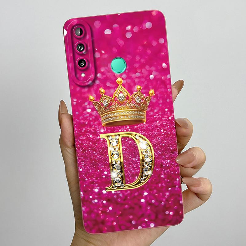 For Huawei Y7p P40 Lite E ART-L28 ART-L29 Fashion Initial Letter Couple Phone Case Y7P 2020 Soft Silicone TPU Protective Casing