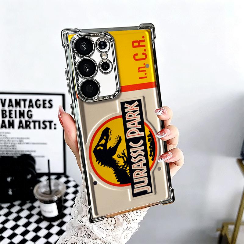 

Jurassic Park Dinosaur World Soft Phone Case For Samsung Galaxy S26 Ultra S25 Edge S24 FE S23 Plus S22 S21 + S20 Plating Anti-Fa Samsung S22