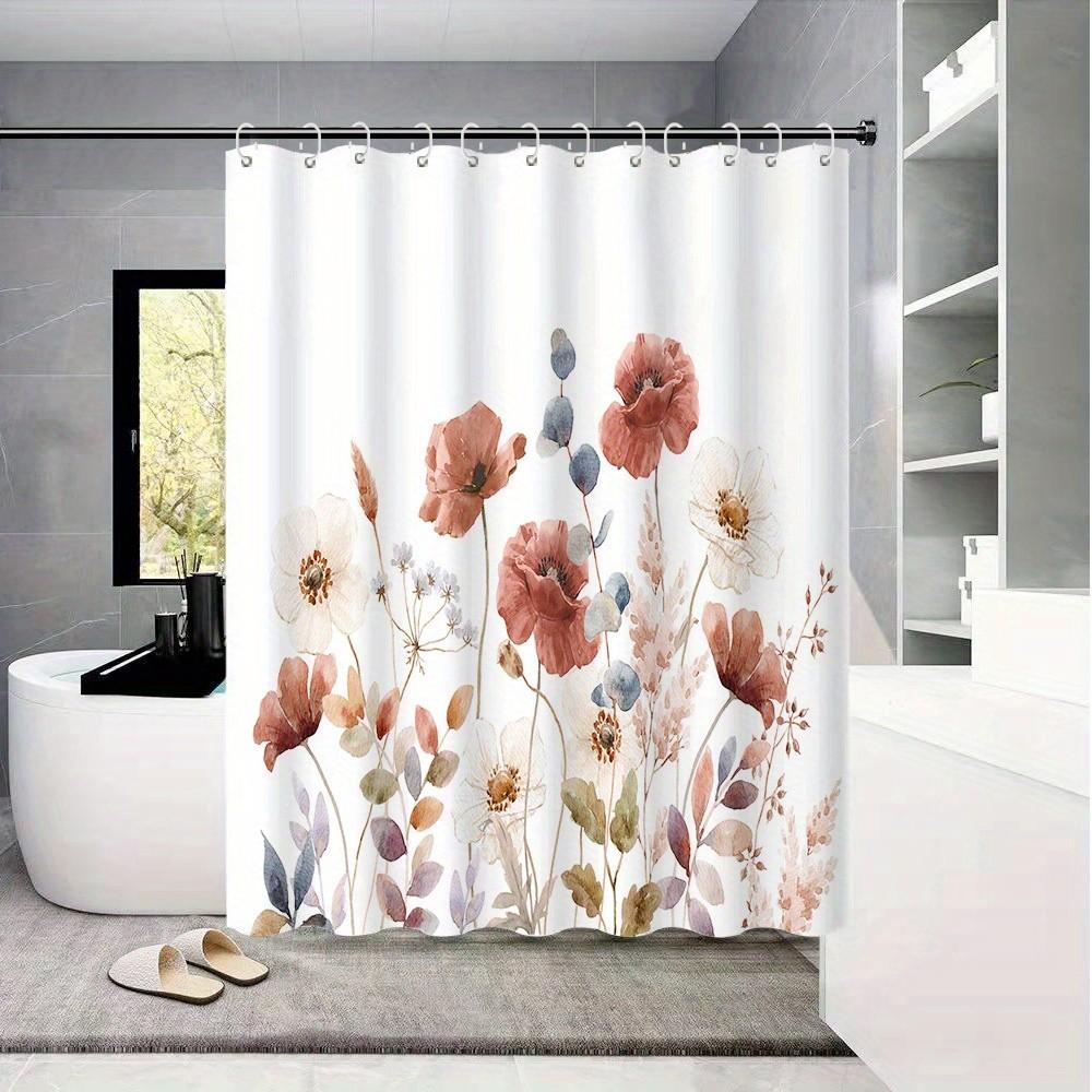 Spring Summer Floral Shower Curtain-Vibrant Flower Design, Machine Washable Suitable for Bathroom Decorative Shower Curtain
