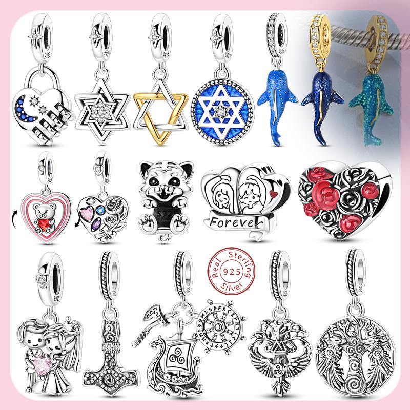 Original Charms Bead Copper Hexagram Love Bear Tree Of Life Charm Fit Bracelets Bangle Woman Man Diy Jewelry Making