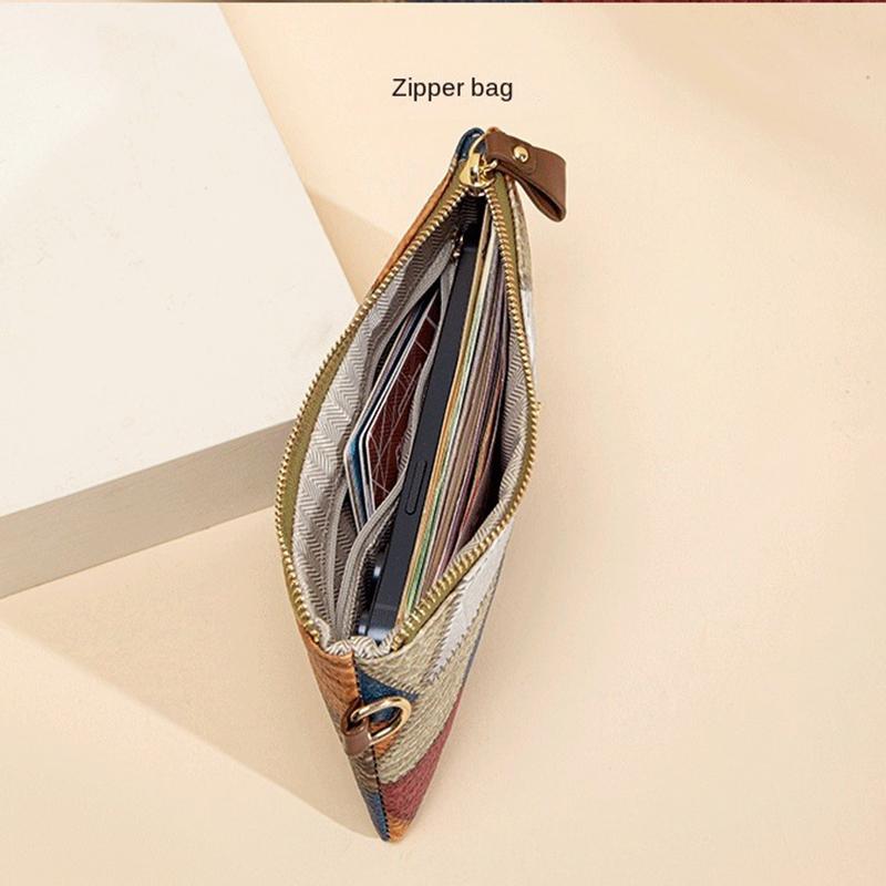 PU Leather Women's Mix-colours Long Wallet Trendy Aesthetic Wristband Vintage Zipper Purse Luxury Fawn Decor Clutch MIT