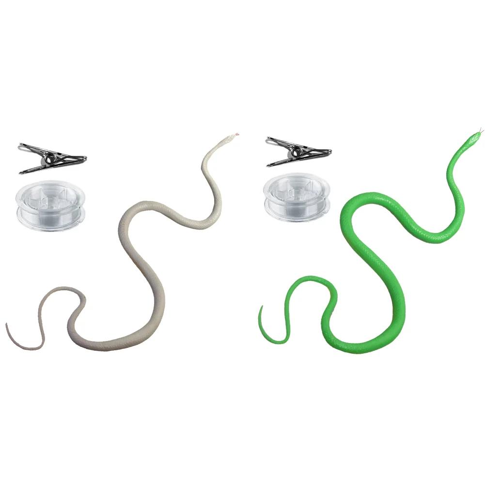 47.2 Inch Funny Large Realistic Rubber Snake Prank with String Clip Fake Snake Model Halloween Tricky Toy for Garden Kids Toys