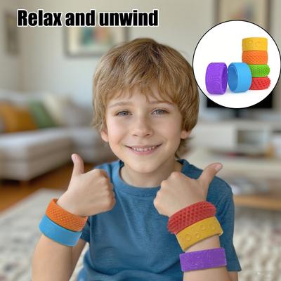 Silikon sensoriska armband Set Flexibla texturerade fidget handledsband för stresslindring och taktil stimulering Förpackning med 6