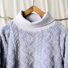 Johnature Women Vintage Knitted Turtleneck Dress Gray Long Sleeve Warm Robes Autumn Thick Female A-Line Dress