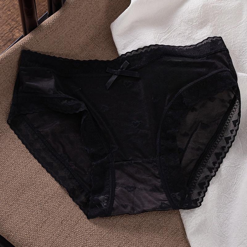 Slip Triangle Fin d'Été pour Femme en Dentelle et Soie Glacée 7A Antibactérien Sans Marque Taille Moyenne
