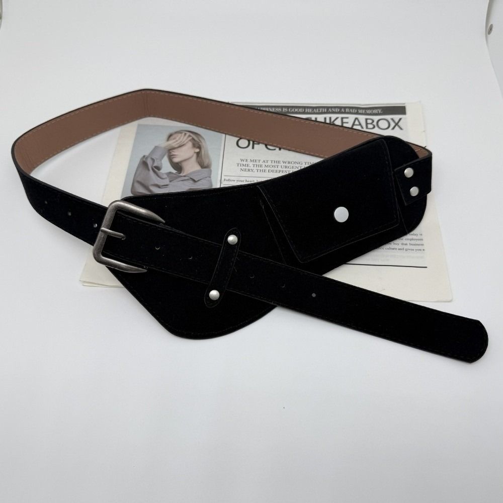 Fashion PU Pin Buckle Waistband Alloy Cool Maillard Waist Belt Luxury Wide Suede Waist Bag Belt Travel