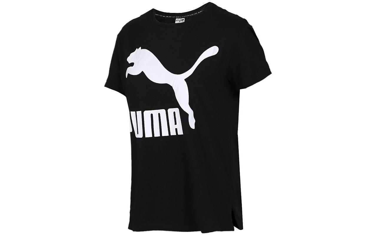 PUMA CLASSICS T Shirts Women s Black Crew Neck Moderate Straight Fit 596512-01 S