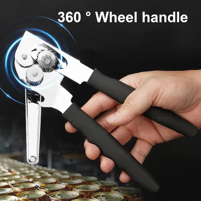 Heavy Duty Manual Can Opener Stainless Steel Extra Long Handles for Seniors Kitchen Bottle Opener