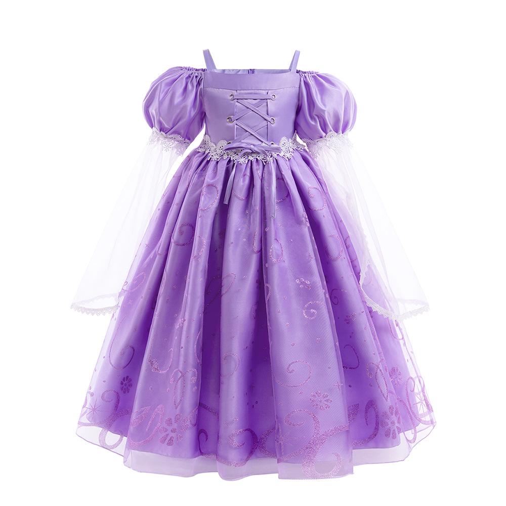 Rapunzel Princess Dress - Girls' Satin Mesh Evening Gown Cosplay Costume