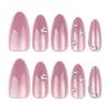30pcs Press on Nail Almond Fake Nails with Glitter & Rhinestone Decor Artificial Nails for Fingernail DIY Decoration