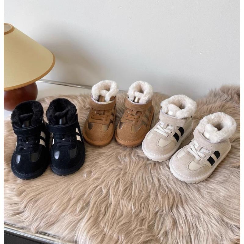 Koreanische version casual kinder schnee stiefel pelz integrierte verdickt samt baby baumwolle schuhe mädchen brot schuhe
