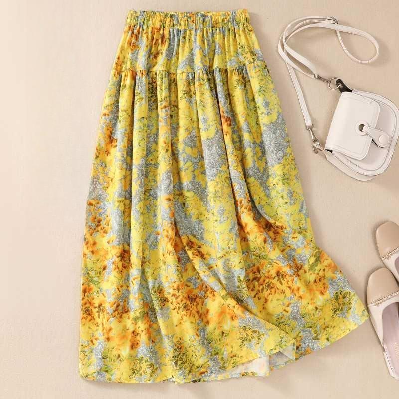 Literarisk trykk midiskjørt Dame A-linjeversjon Snøreskjørt