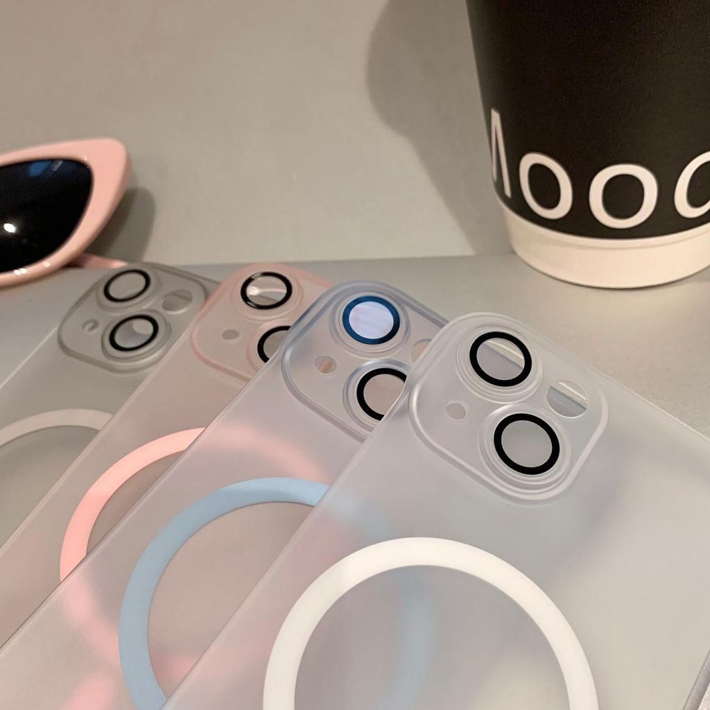 PC borderless, suitable for Apple 16 mobile phone case magsafe ice mist 15 magnetic attraction 17promax skin feeling i13 fine hole