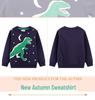 Nuovo Stile Autunnale Felpa Luminosa con Dinosauro per Ragazzo: Vestibilità comoda, Girocollo, Pullover a manica lunga