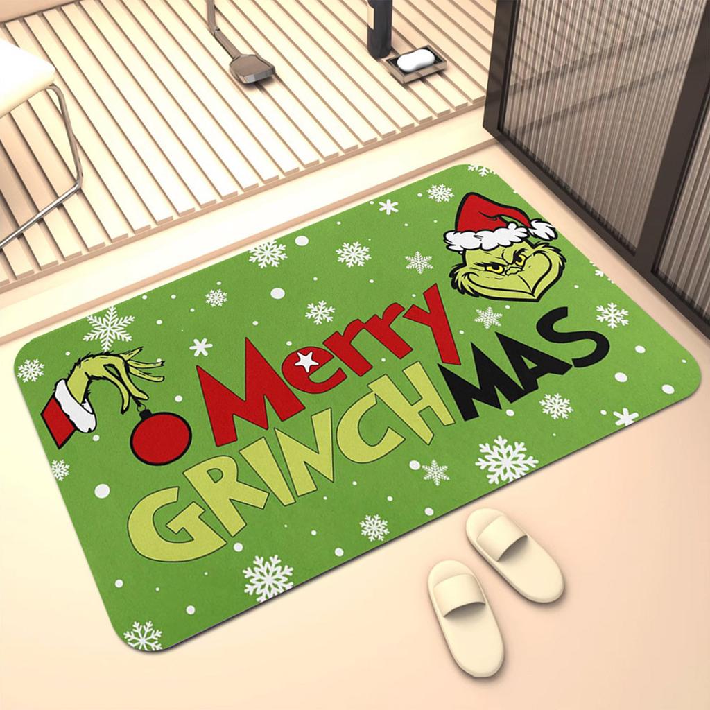 Tapis de bain Joyeux Noël Tapis de salle de bain pour enfants Antidérapant Absorbant Lavable Tapis de chevet Décoration de chambre Tapis de porte d'entrée pour pièce