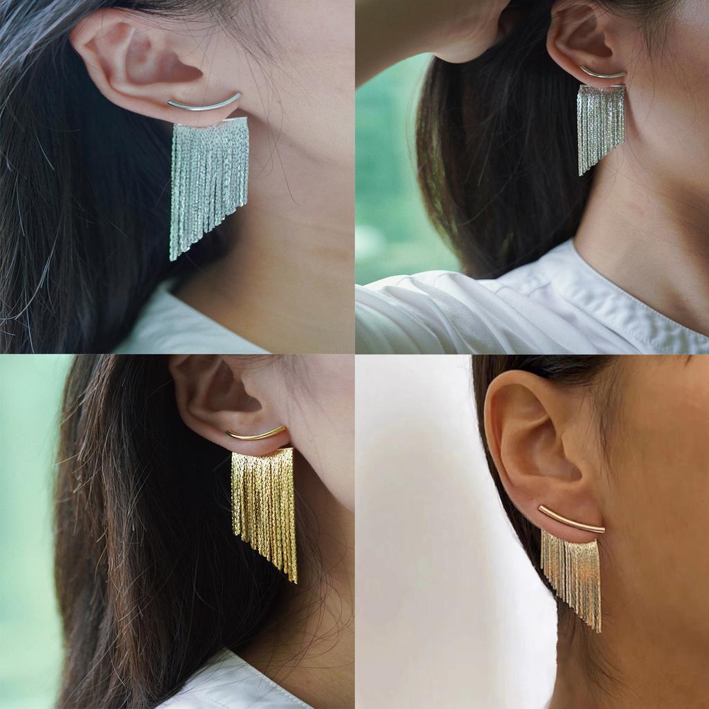 Chic Metal Hangings Earrings Fashionable Fringe Earrings Long Tassels Ear Rings Accessories Stylish Earwear for Women
