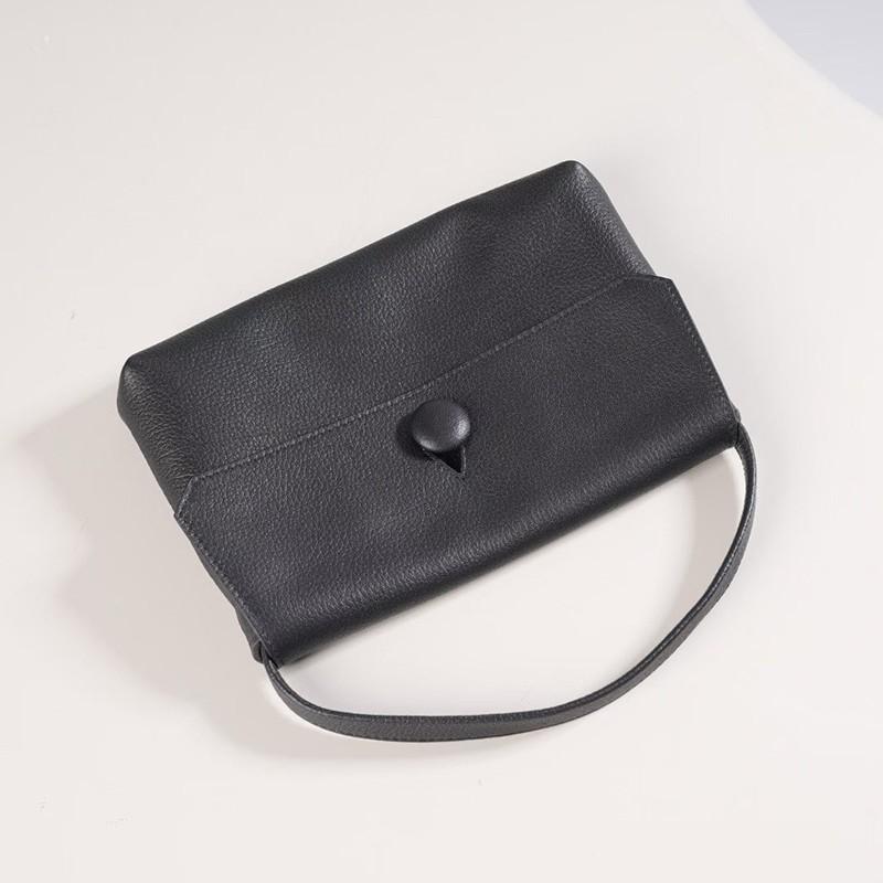

Sally Bag Original Tire Leather Button Small Square Minimalist Design High-end Feel Hand-held Phone