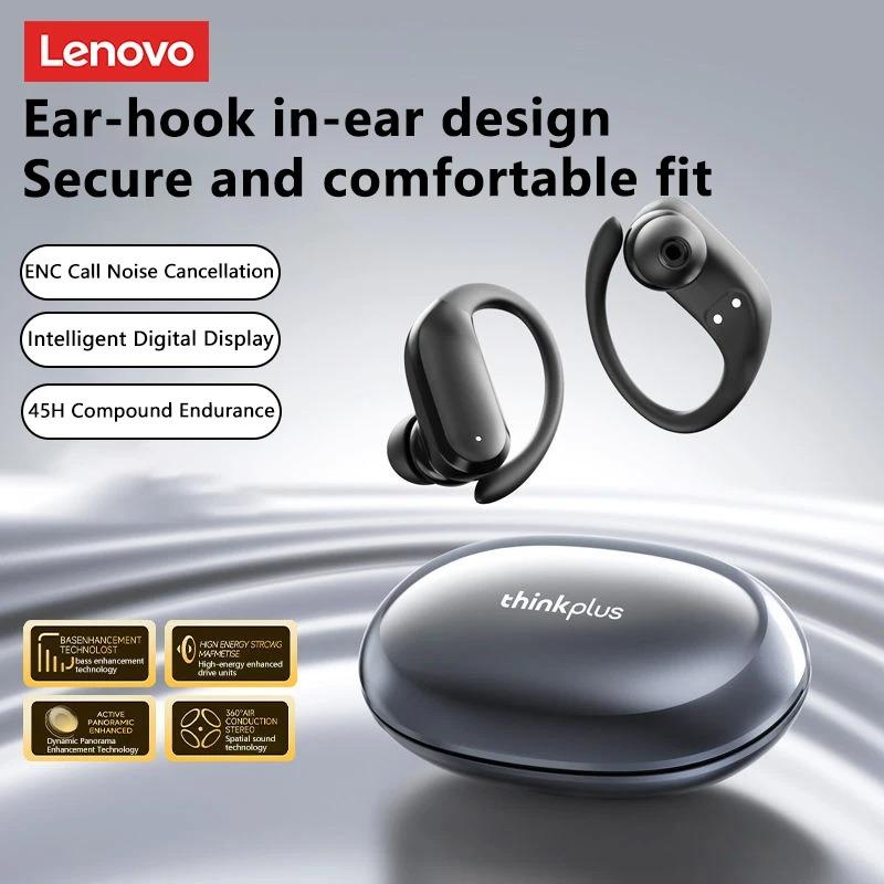 

Lenovo Беспроводные наушники XT55 Bluetooth 5.4, длительное время работы от аккумулятора, Hi-Fi стерео наушники, с шумоподавлением, спортивная гарнитура серый