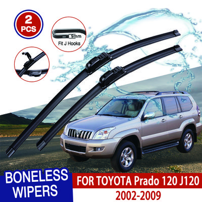 For TOYOTA Prado 120 J120 2002-2009 Car Windshield Wiper U-type Soft Rubber Frameless Bracketless Car Wipers 22"+21"