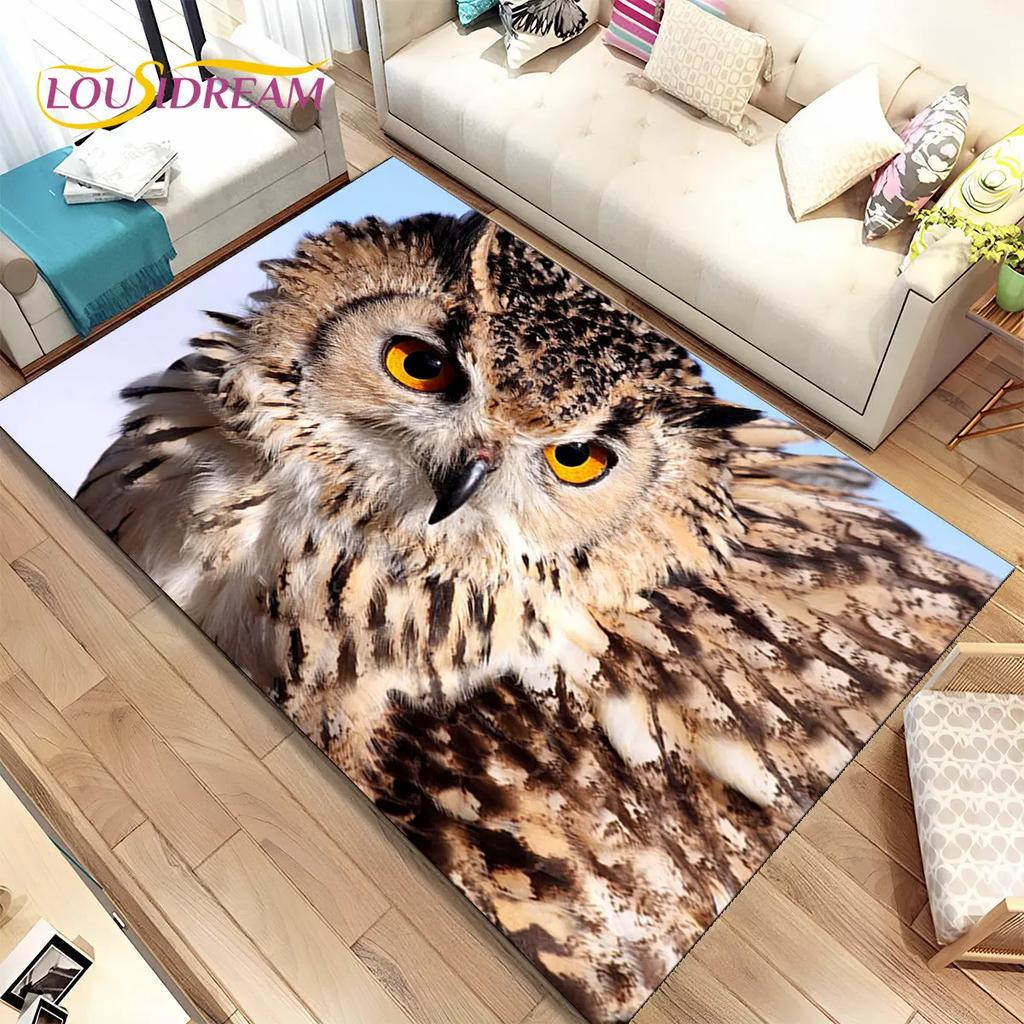 Schattige Uil 3D Cartoon Vloerkleed, Tapijt voor Huis Woonkamer Kinderkamer Bank Deurmat Decoratie, Kinderspeel Niet-slip Vloermat