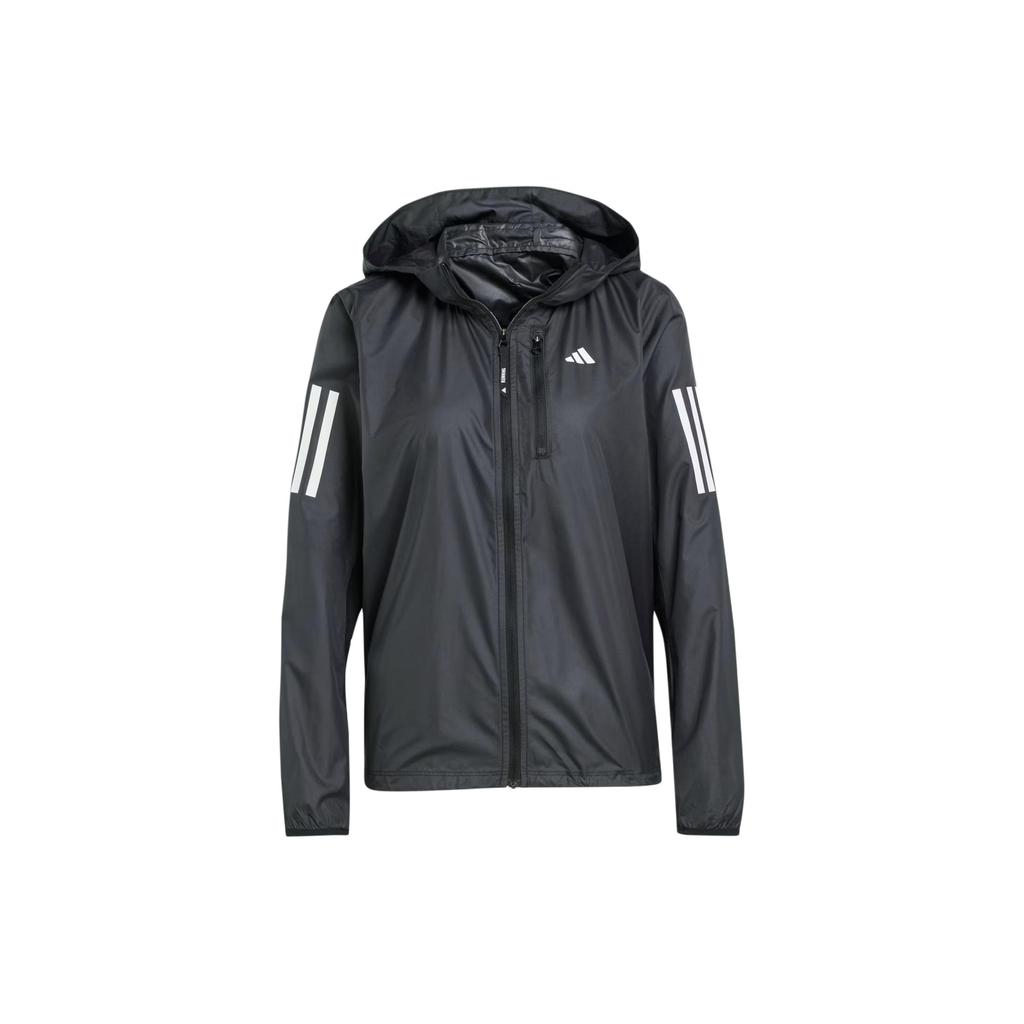 Adidas Reflective Stripe Long Sleeve Hooded Jacket Women Outerwear Black IN1576