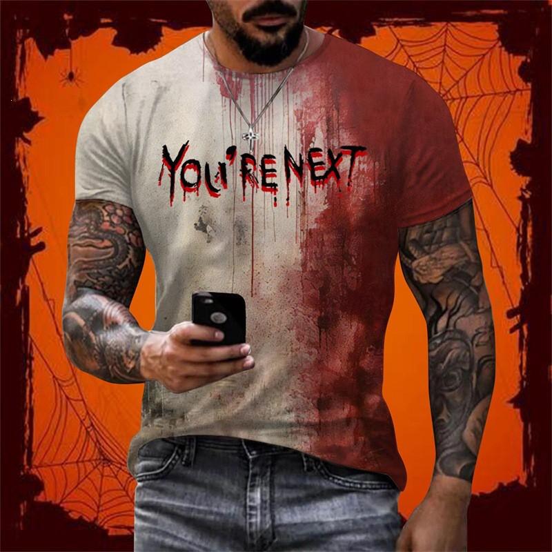 Mens Breathable Quick-Dry Short Sleeve T-Shirt With 3D Digital Print Loose Fit Cotton-Blend Sports