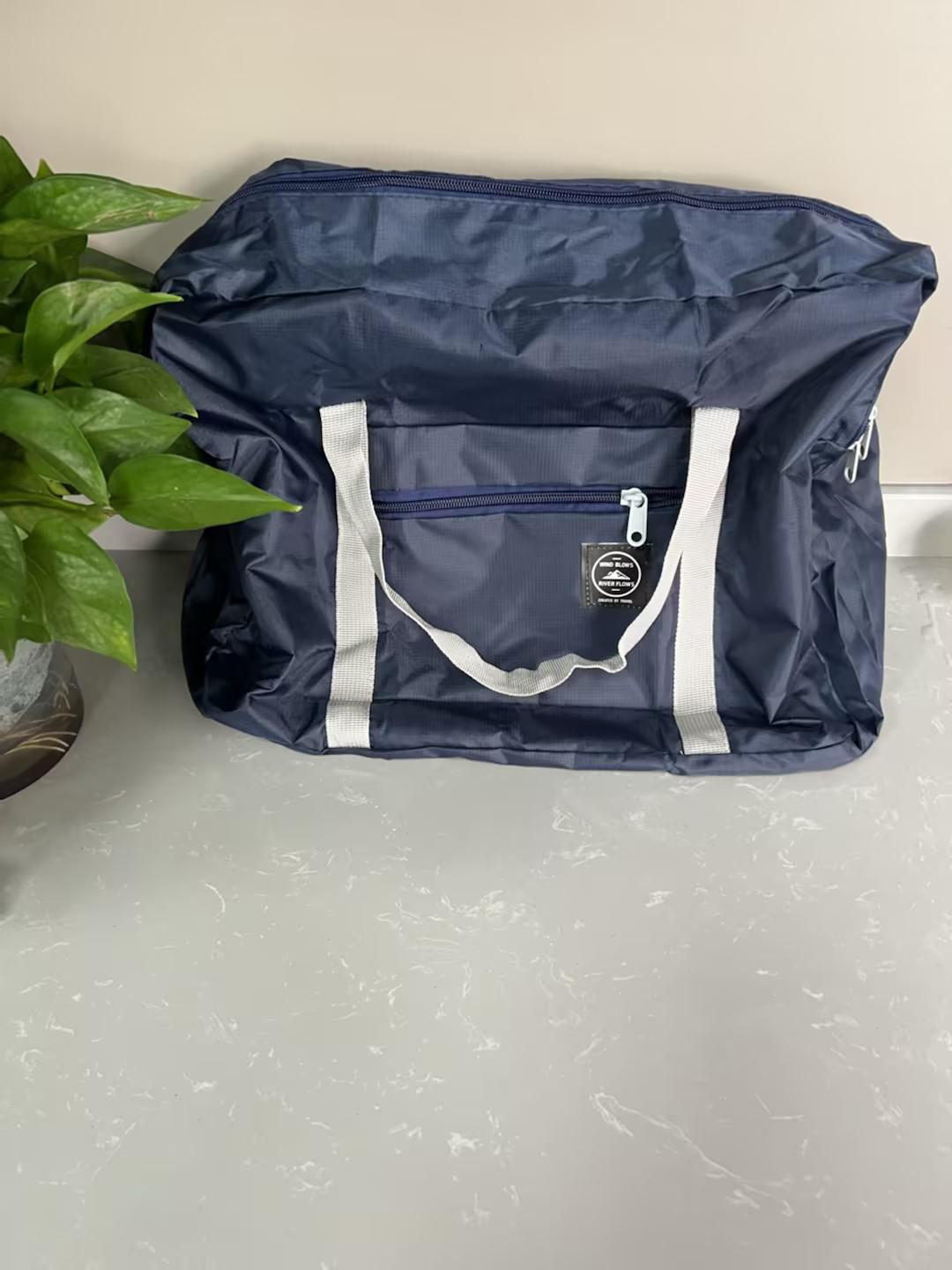 

Складная дорожная сумка-тележка для хранения вещей - большой, портативный органайзер для багажа и одежды About 45*14*32cm темно-синий