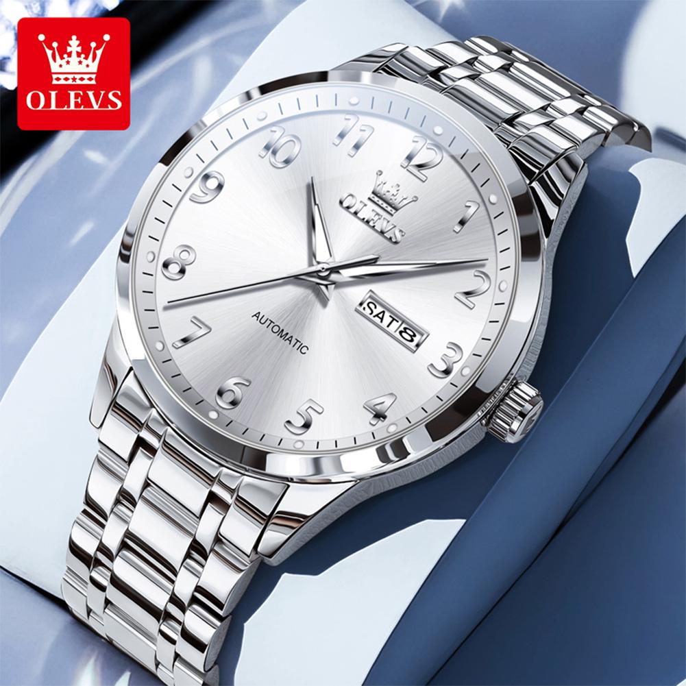 OLEVS 7078 Mens Watch Automatic Mechanical Watch Luxury Brand High Quality Original Stainless Steel Day Date Watches For Man New