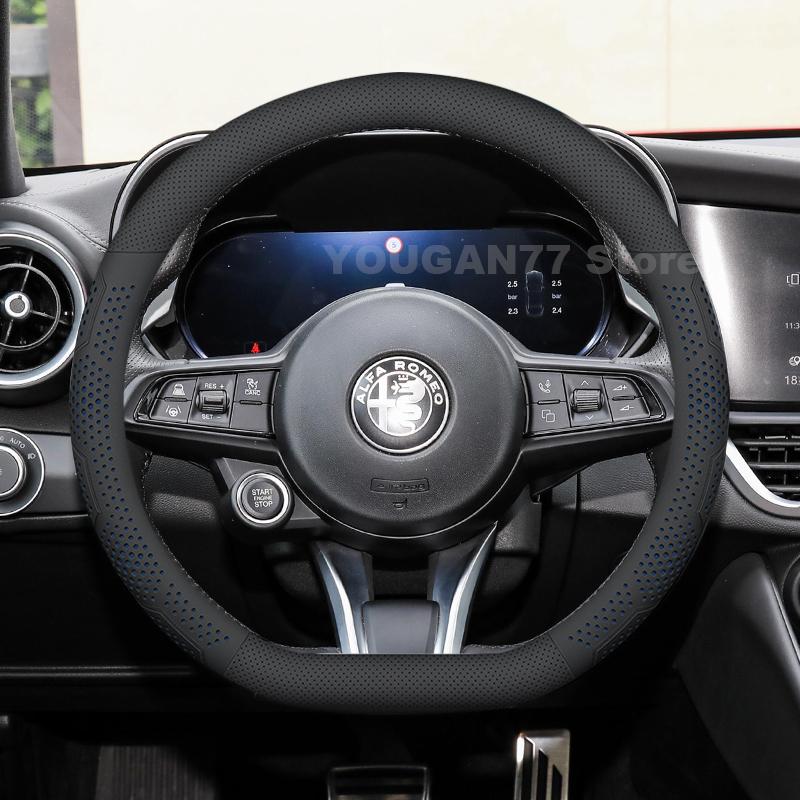 Leather Car Steering Wheel Cover For Alfa Romeo Giulia 2019-2026 Covers For Covers Auto interior Alfa Romeo Giulia Accessories