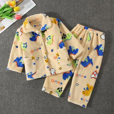 Herbst Und Winter Korallenfleece Jungen Baby Kinder Loungewear Set Flanell Kinder Schlafanzug