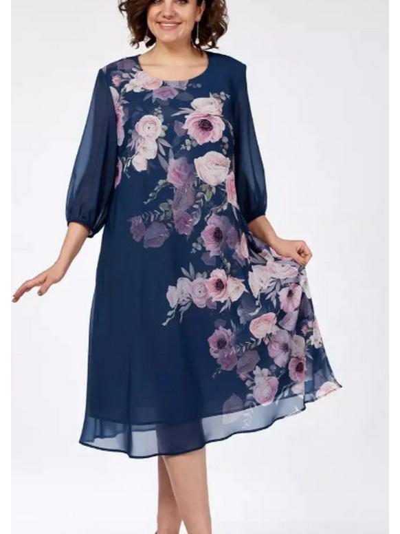 European & American Chic Short Sleeve Patchwork Chiffon Dress