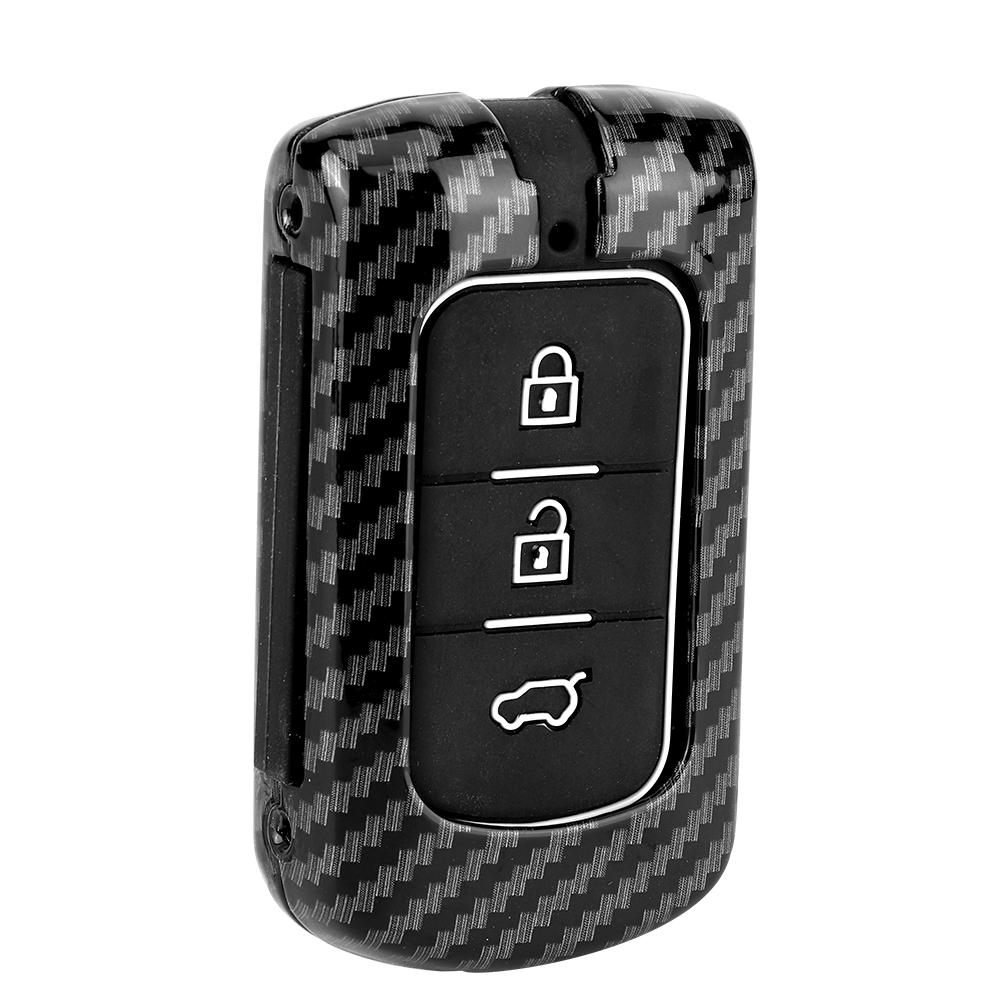 3 Button Carbon Fiber Texture Black Key Fob Case Cover Fit for Mitsubishi Outlander