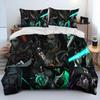 3D VALORANT Spiel Gamer Cartoon Bettdecke Bettwäsche Set Bettbezug Bett Set Steppdeckenbezug Kissenbezug King Queen Size Bettwäsche Set Jungen