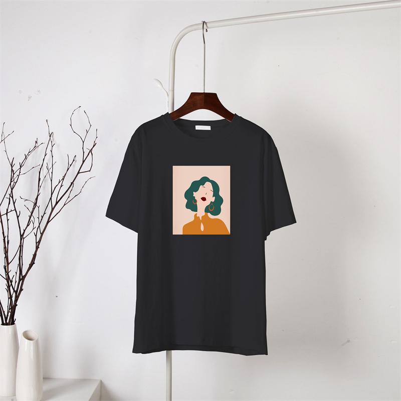 

Hirsionsan летняя футболка с принтом персонажей в стиле каваи, женская футболка из 100% хлопка, эстетичная одежда, женские свободные мягкие пуловеры больших размеров, топы XXL чёрный